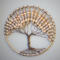 Rustic boho beaded tree of life art in a round hoop for wall hanging.